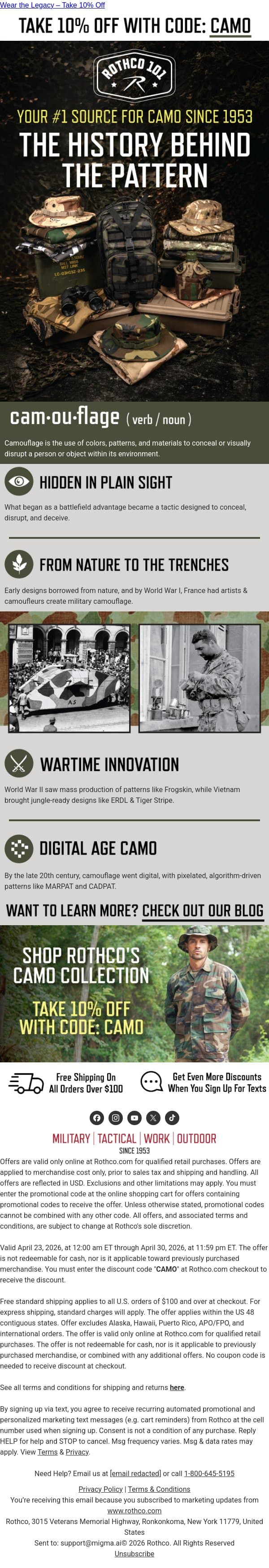 Rothco 101: The Story Behind Camo email from Rothco screenshot