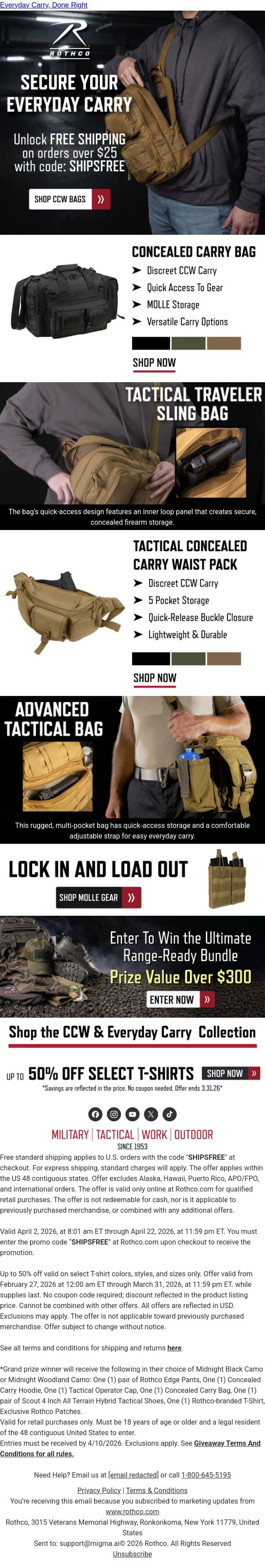 Find Your Next Concealed Carry Bag email from Rothco screenshot