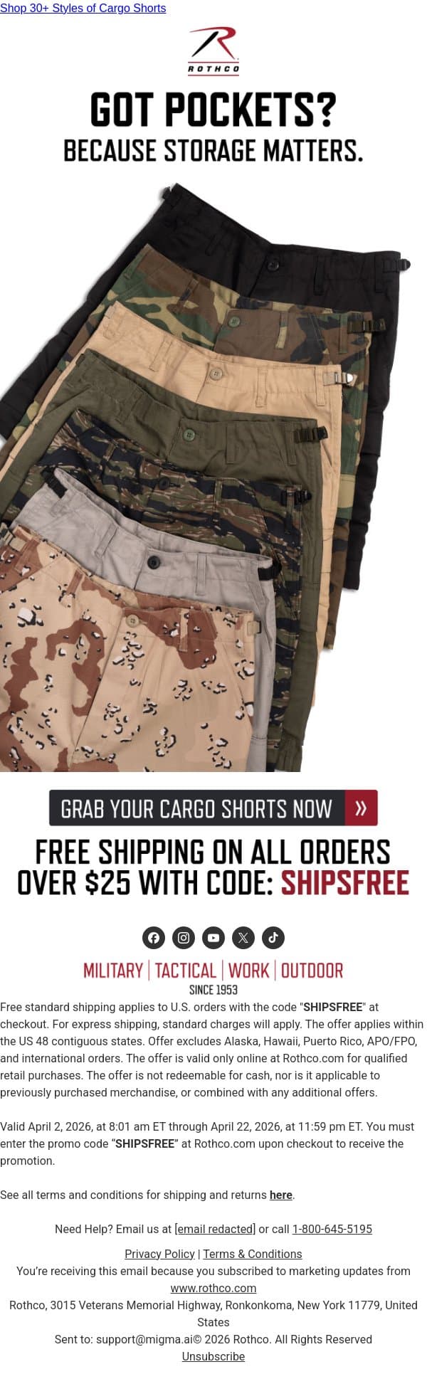 Pocket Game Strong email from Rothco screenshot