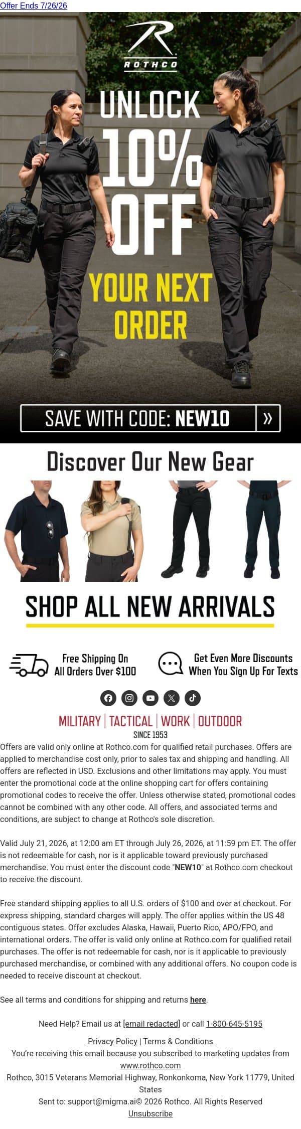 Use Your 10% Off Before It Expires email from Rothco screenshot