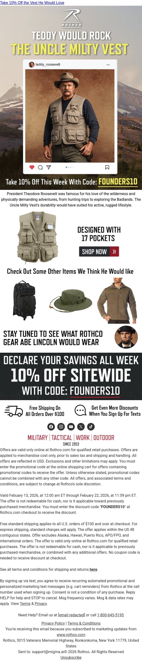 Be Adventure-Ready Like Teddy Roosevelt email from Rothco screenshot