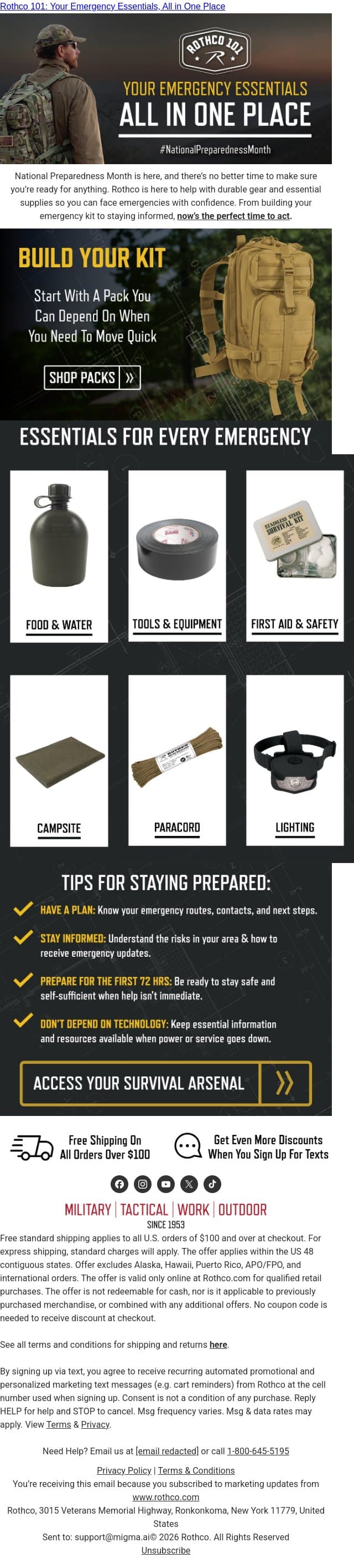 Make Preparedness a Priority This Month email from Rothco screenshot