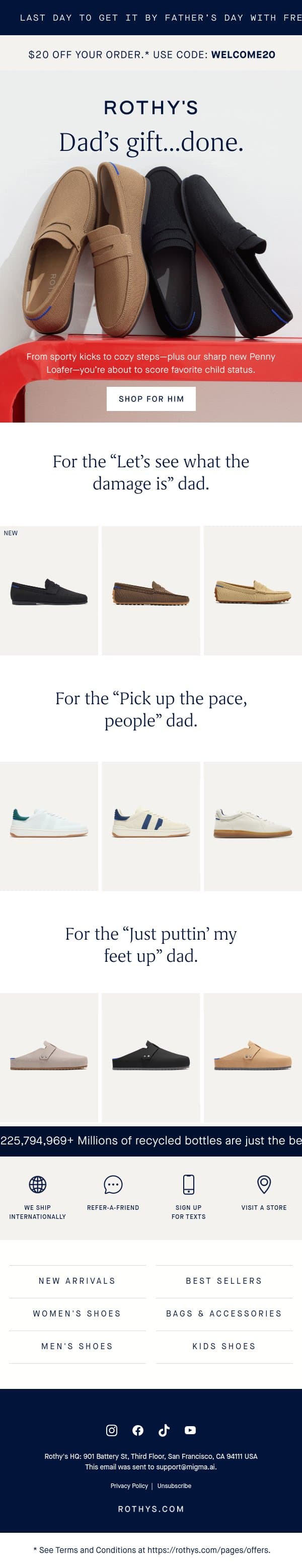 Father’s day, figured out. 🎁 email from Rothy's screenshot