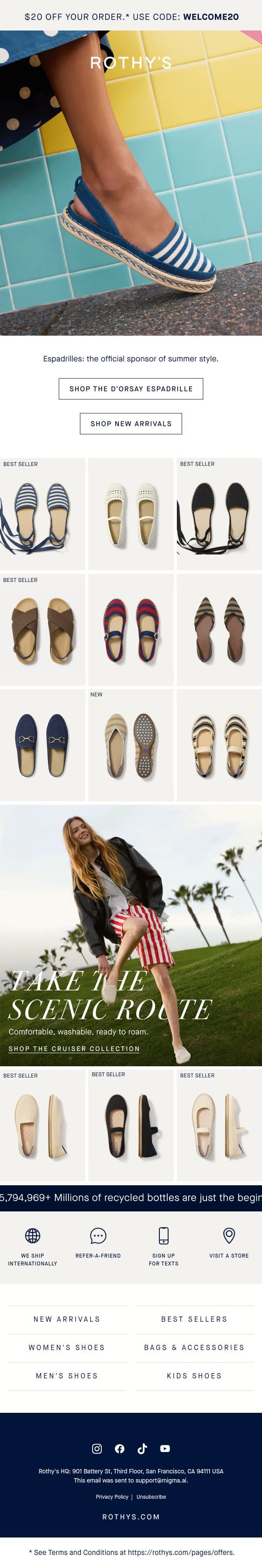 Espadrilles are back! Be cool. ☀️ email from Rothy's screenshot