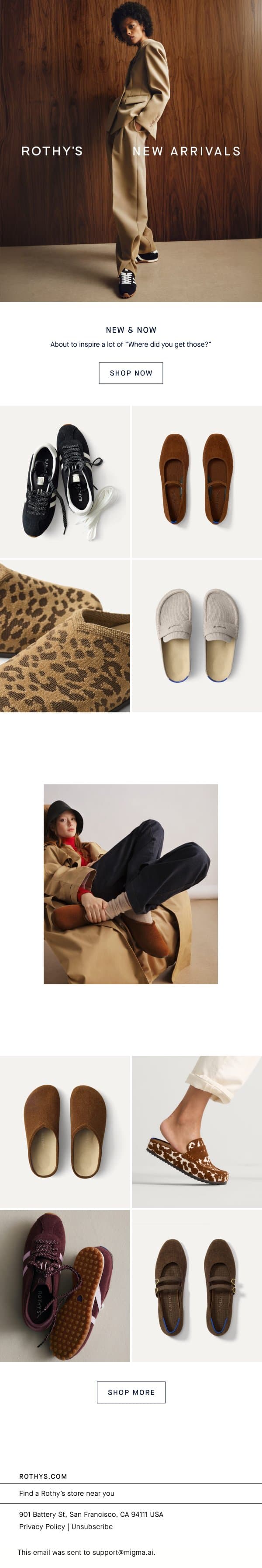 Hello new styles. email from Rothy's screenshot