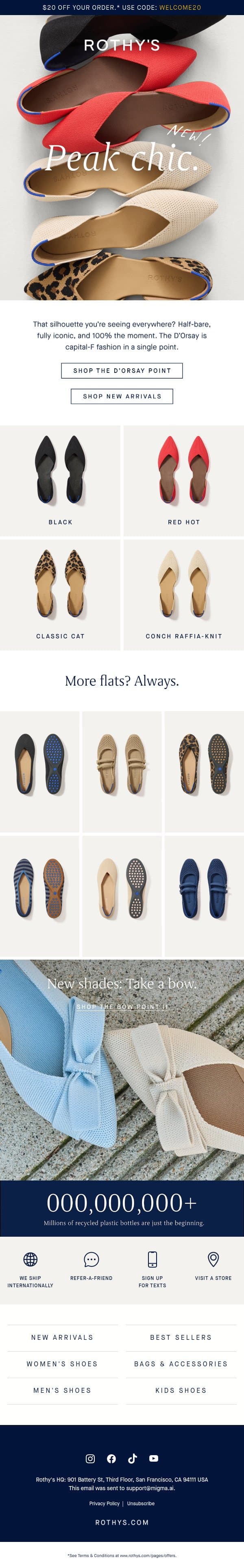 Spotted: The NEW The D’Orsay Point. email from Rothy's screenshot