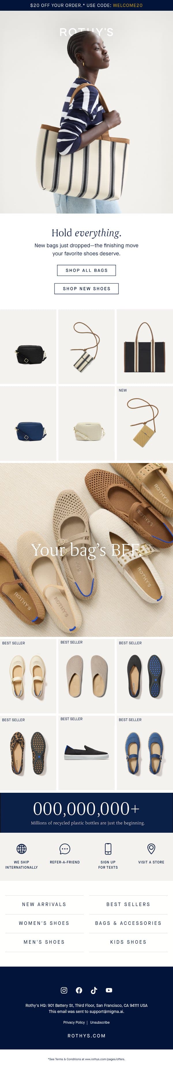 BRAND NEW BAGS email from Rothy's screenshot