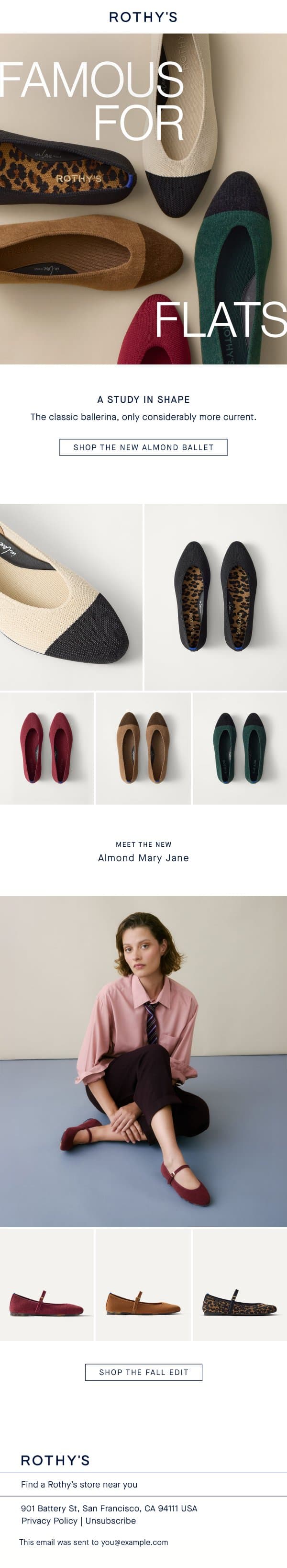 NEW: The evolution of ballet. email from Rothy's screenshot