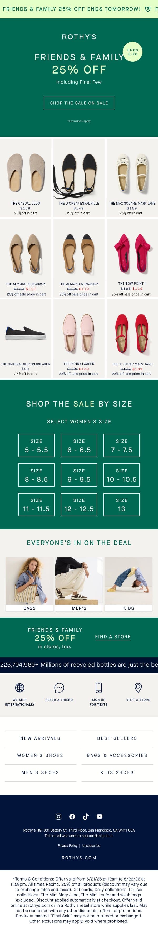 Our sale’s on sale. email from Rothy's screenshot