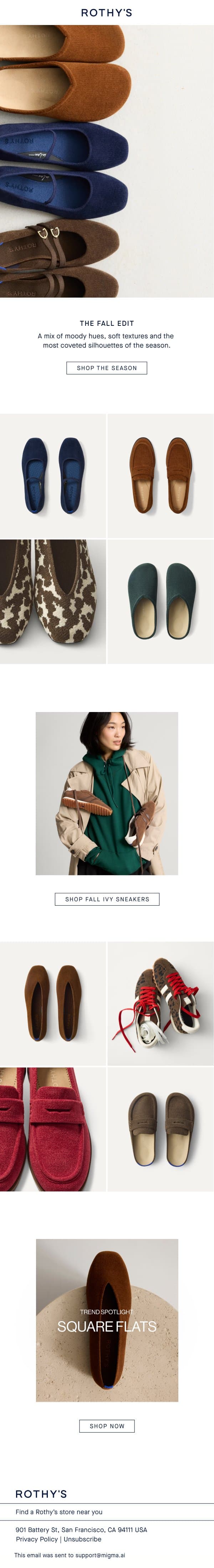 ReVelvet makes The Fall Edit. email from Rothy's screenshot