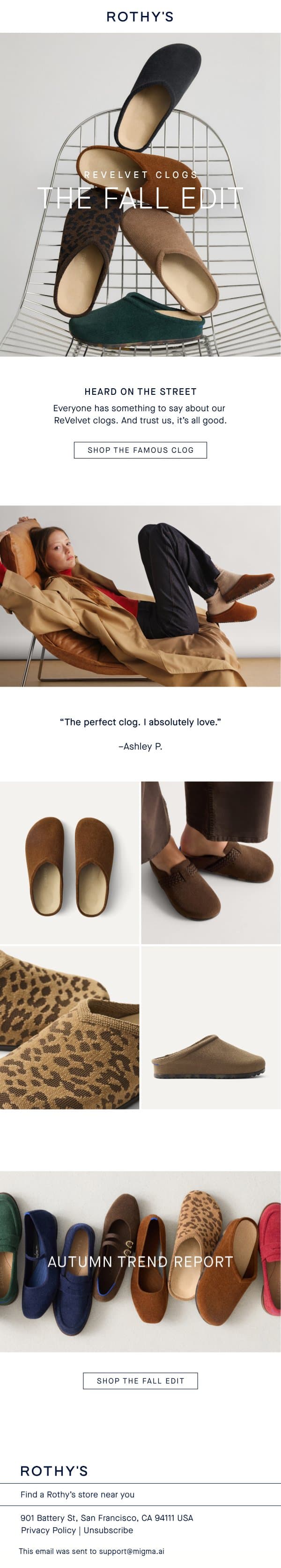 The shoe everyone’s talking about. email from Rothy's screenshot