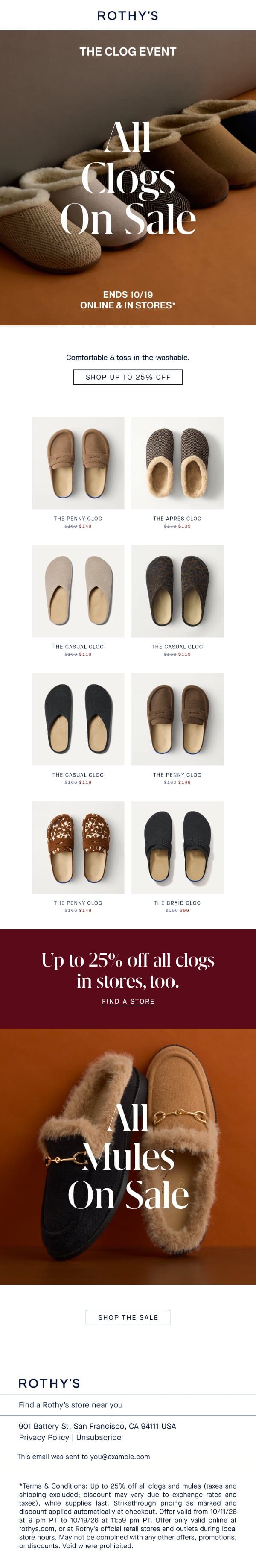 New Après Clog made the sale. email from Rothy's screenshot