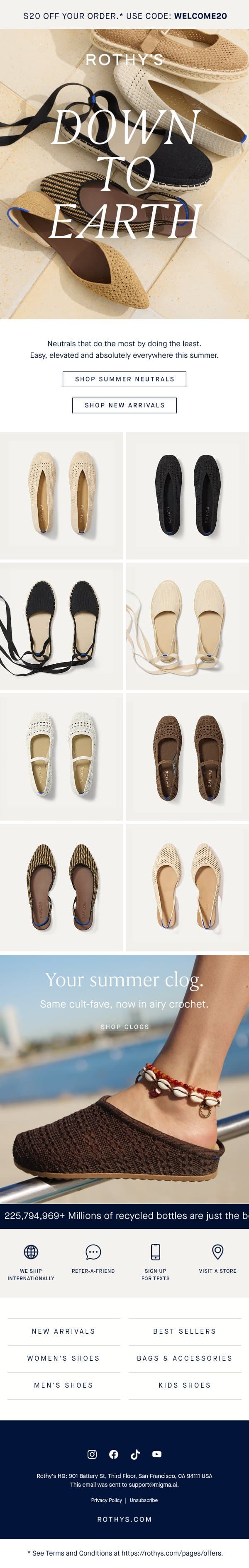 Neutrals only, pls. email from Rothy's screenshot