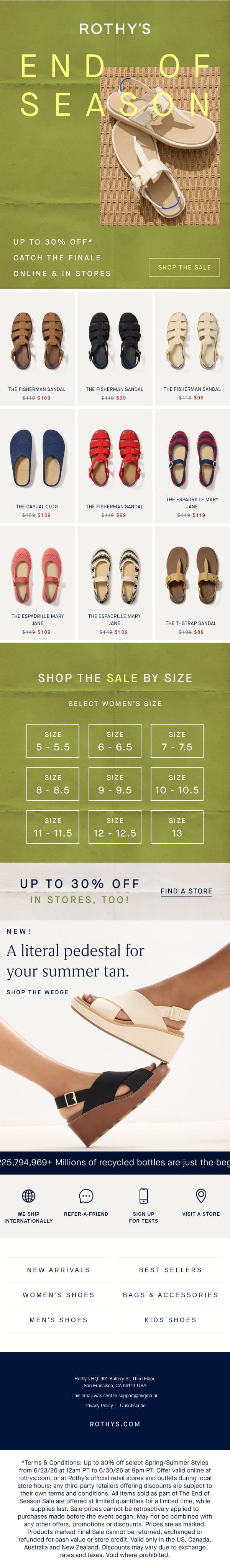 So. Much. On. Sale. Now. email from Rothy's screenshot