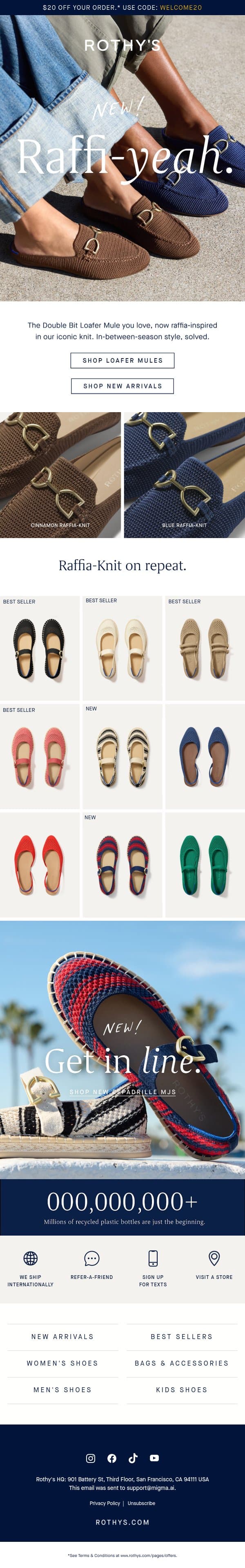 NEW Raffia-vibes, Loafer Mule style. email from Rothy's screenshot