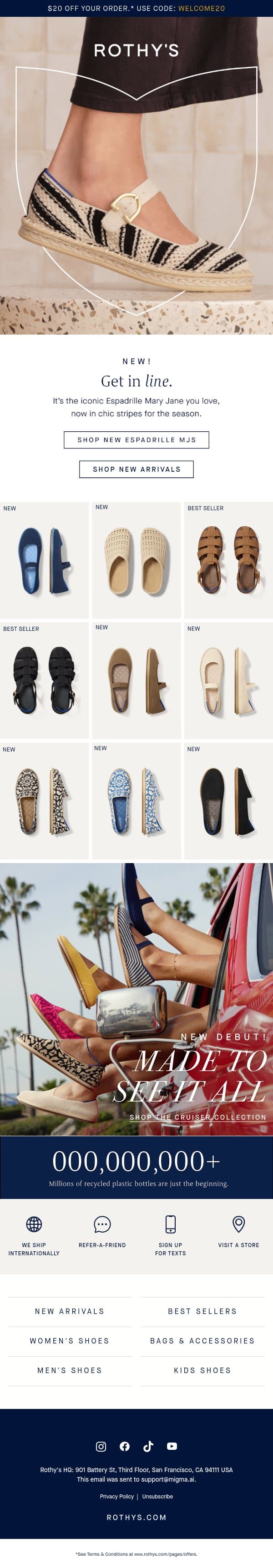 These new arrivals tho. 🤩 email from Rothy's screenshot
