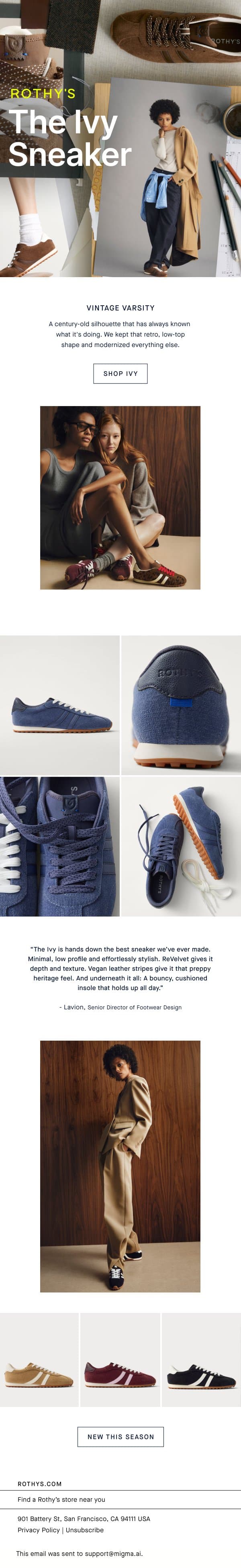 YOUR NEW FAVE SNEAKER email from Rothy's screenshot