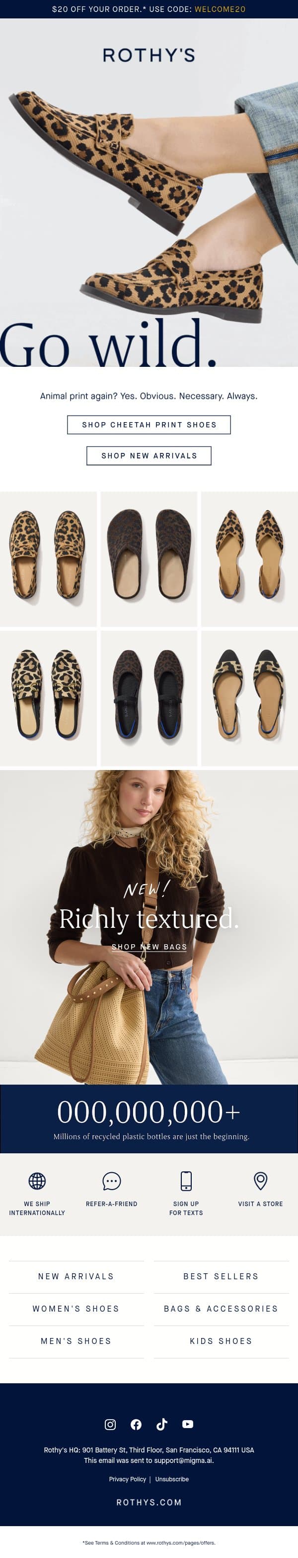 Cheetah everything, always. email from Rothy's screenshot