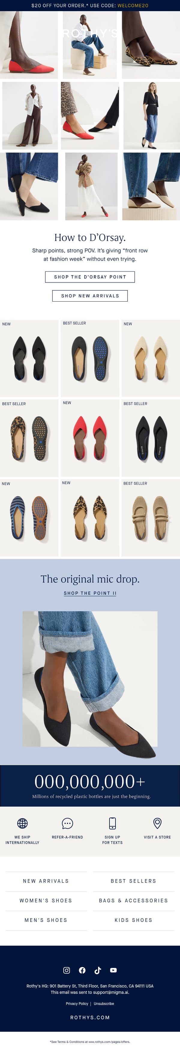 The art of The D’Orsay. email from Rothy's screenshot