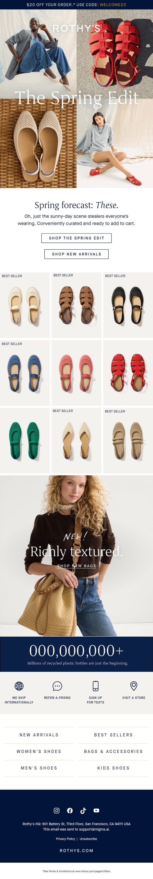 What’s HOT this spring? These. 🔥 email from Rothy's screenshot