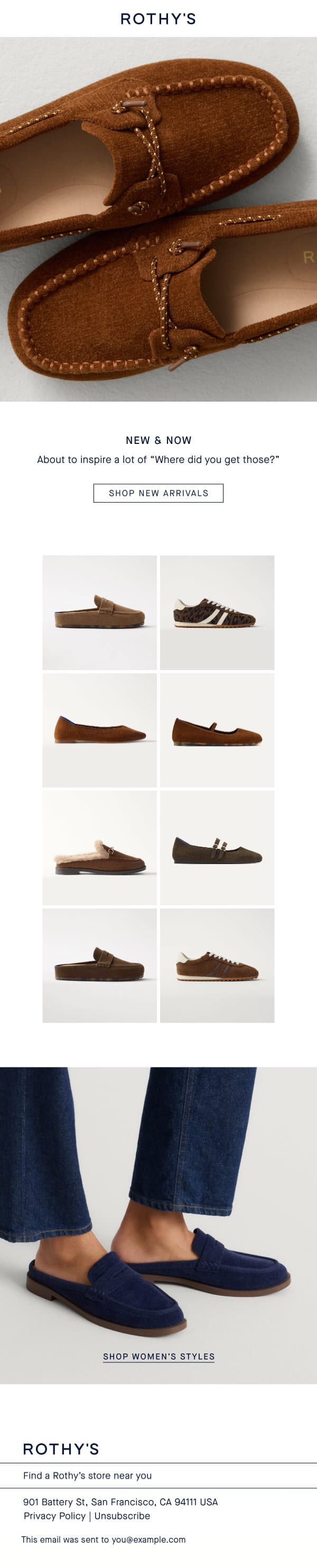 New styles, anyone? email from Rothy's screenshot