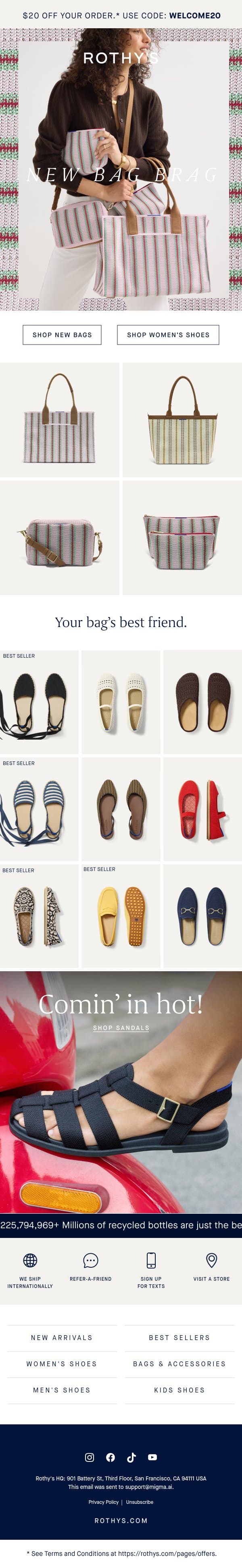 If summer were a bag… email from Rothy's screenshot