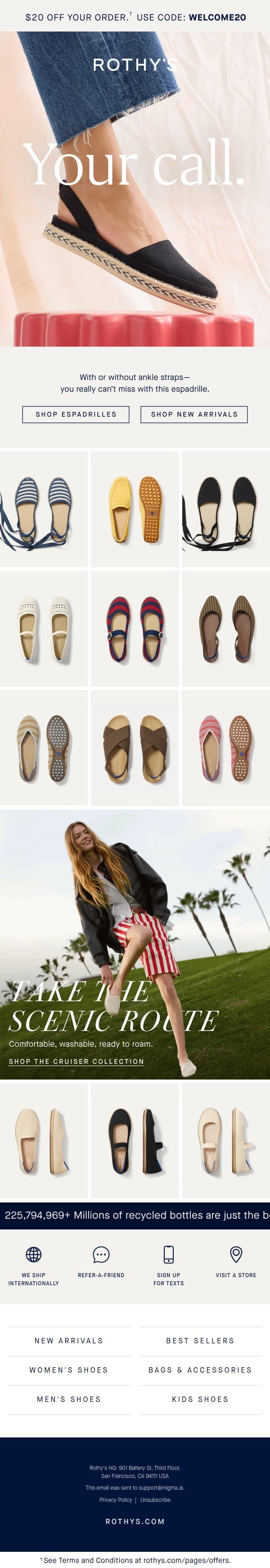 The D'Orsay Espadrille is back, baby! email from Rothy's screenshot