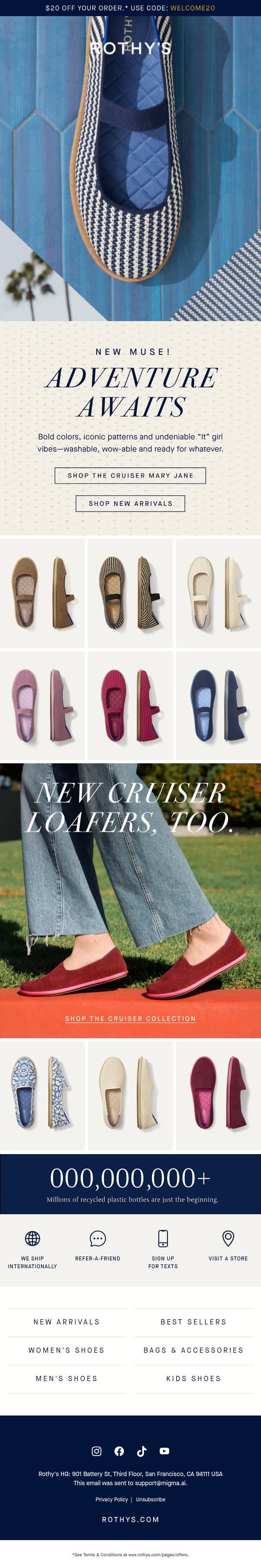 NEW DROP! The Cruiser Mary Jane email from Rothy's screenshot