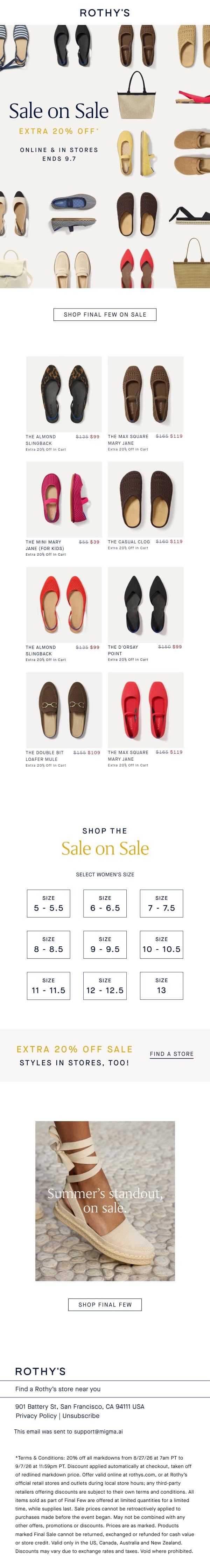 The sale got a sale. email from Rothy's screenshot