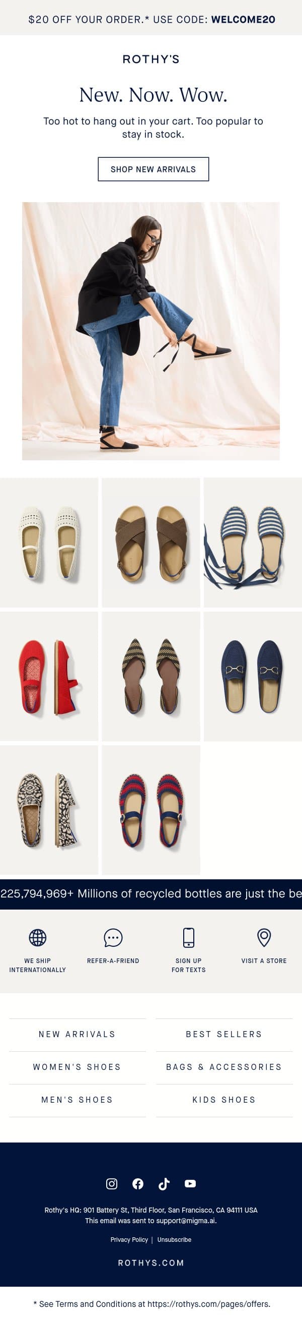 ⚡️ New arrivals for Women ⚡️ email from Rothy's screenshot