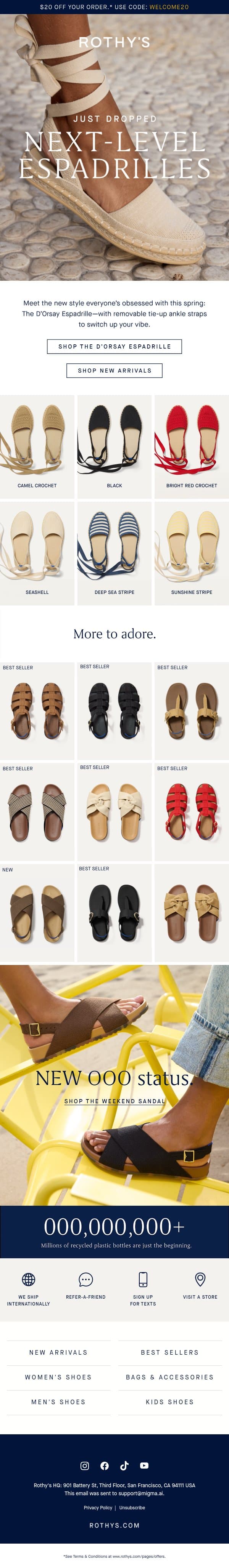 NEW D’Orsay Espadrille alert! email from Rothy's screenshot