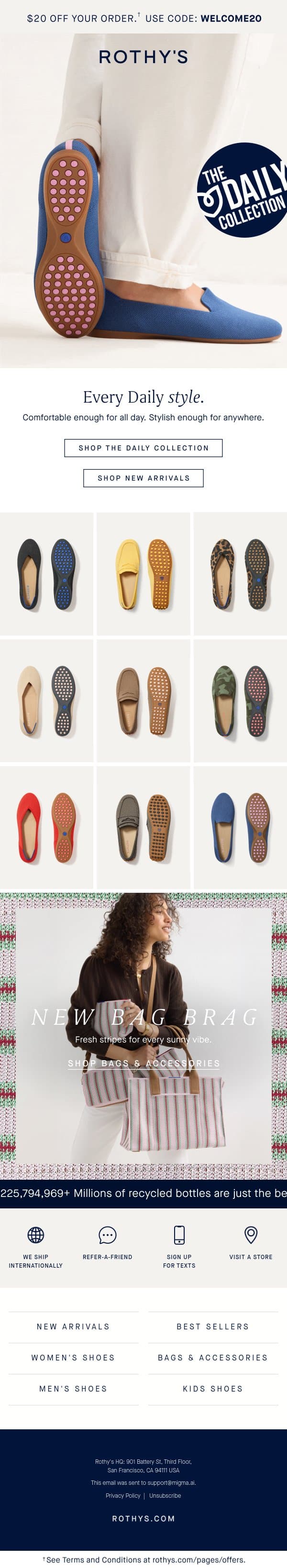 Your Daily rotation. email from Rothy's screenshot