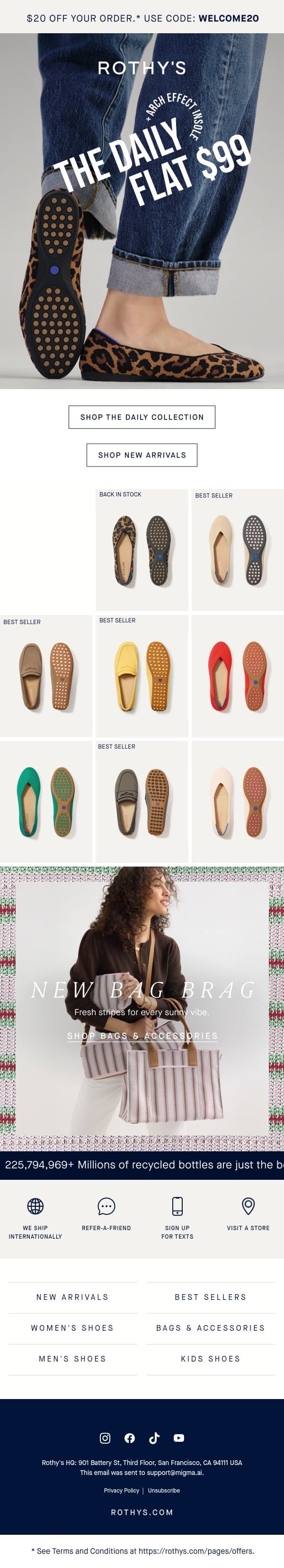 It’s back! The Sable Spot Daily Flat. email from Rothy's screenshot