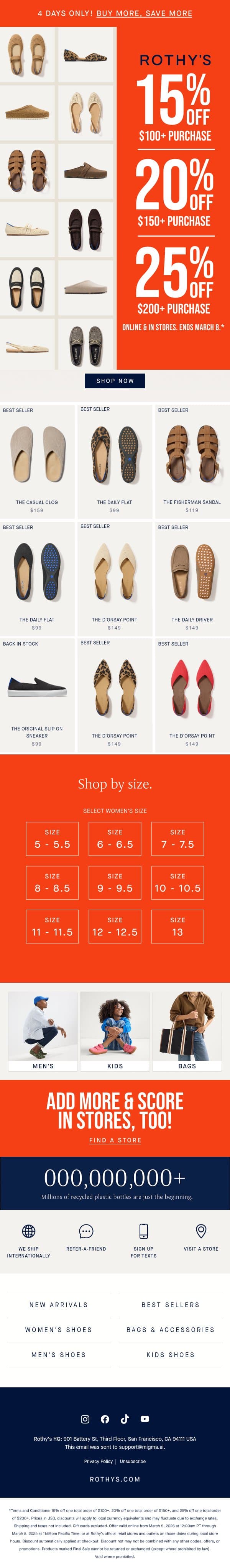 Open. Trust us. Savings inside. email from Rothy's screenshot