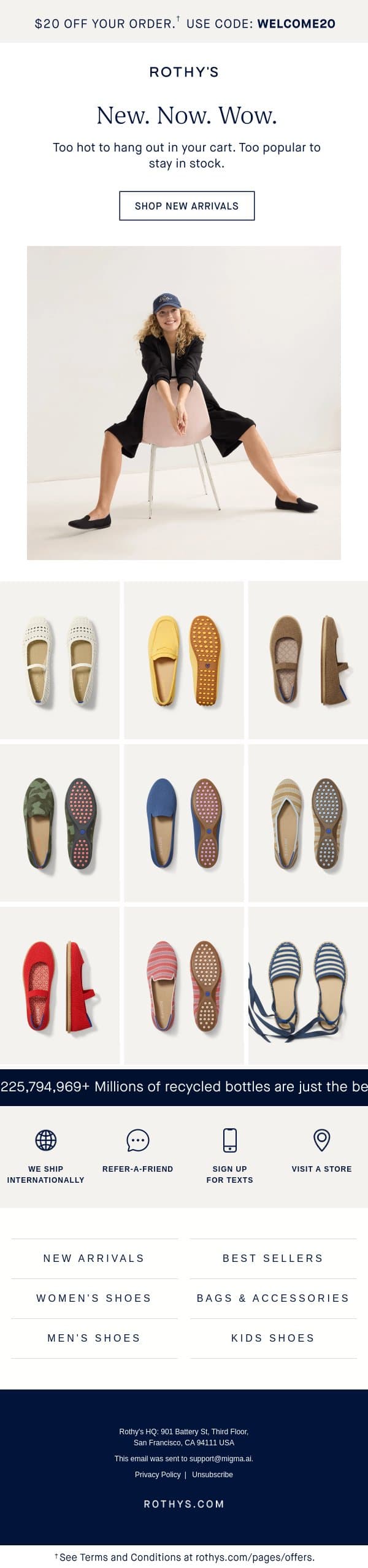 New faves are here. email from Rothy's screenshot