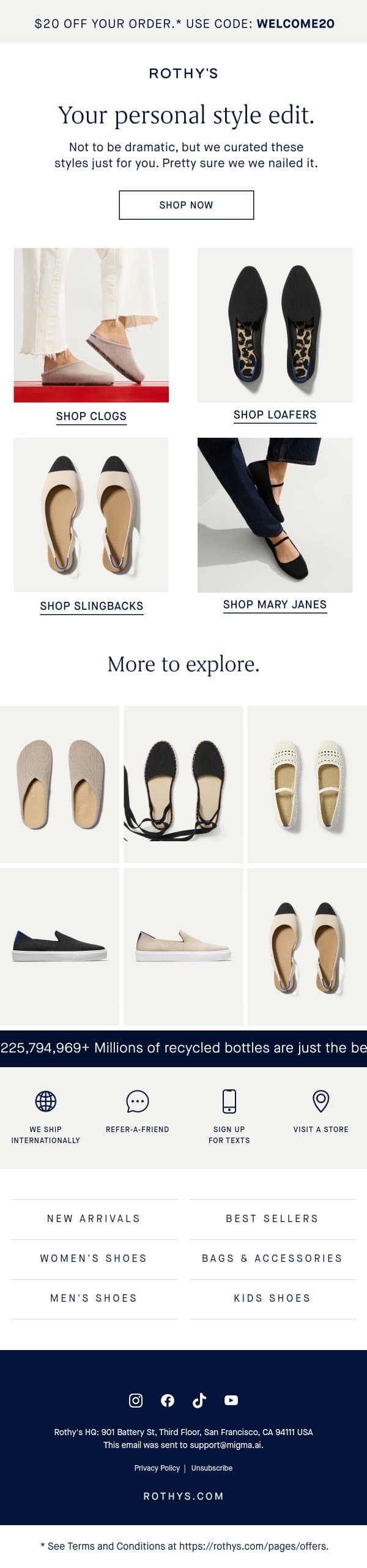 You’d look great in these. email from Rothy's screenshot