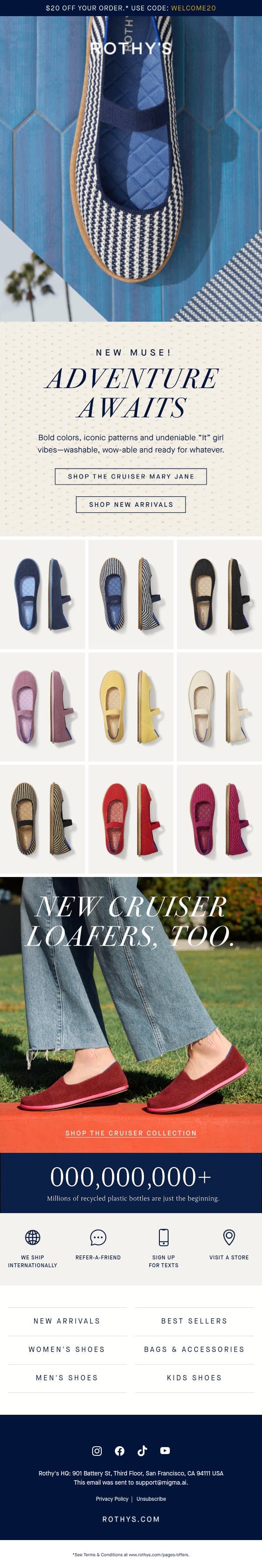 The NEW Cruiser Mary Jane is here! email from Rothy's screenshot