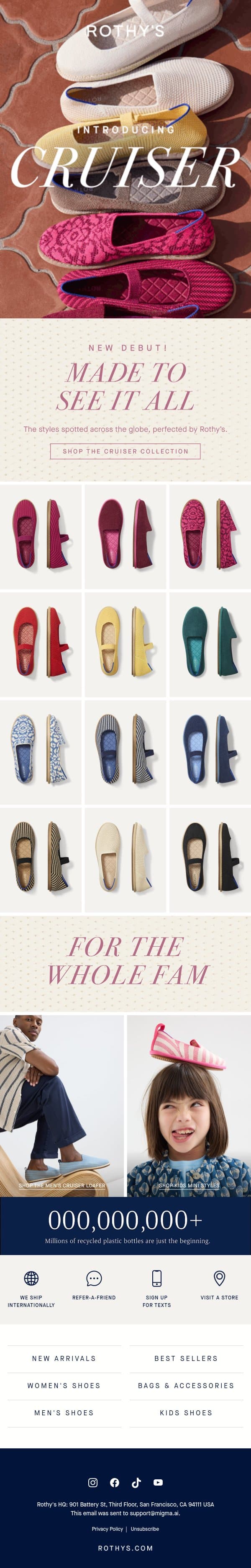 NEW: THE CRUISER COLLECTION 🤩 email from Rothy's screenshot