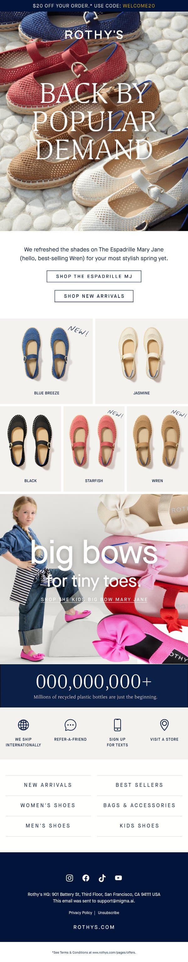 NEW Espadrille MJ color drop! email from Rothy's screenshot