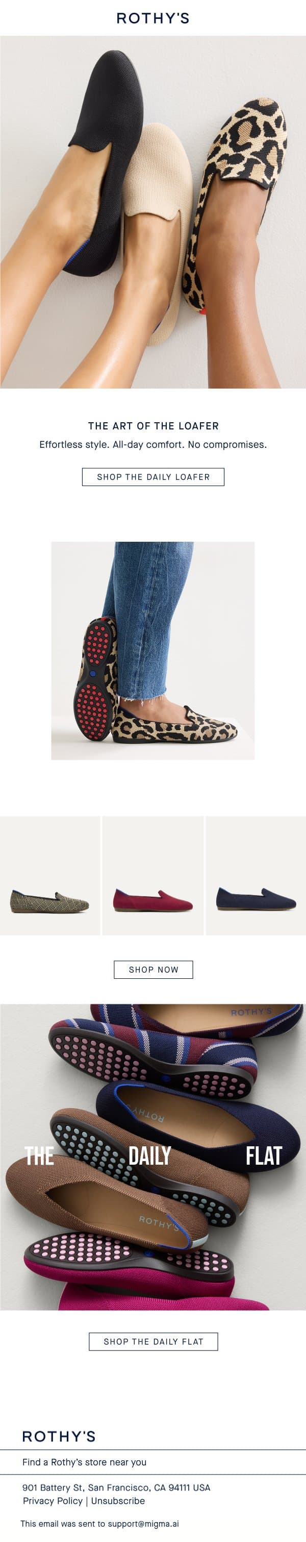 Back! The cheetah Daily Loafer. email from Rothy's screenshot