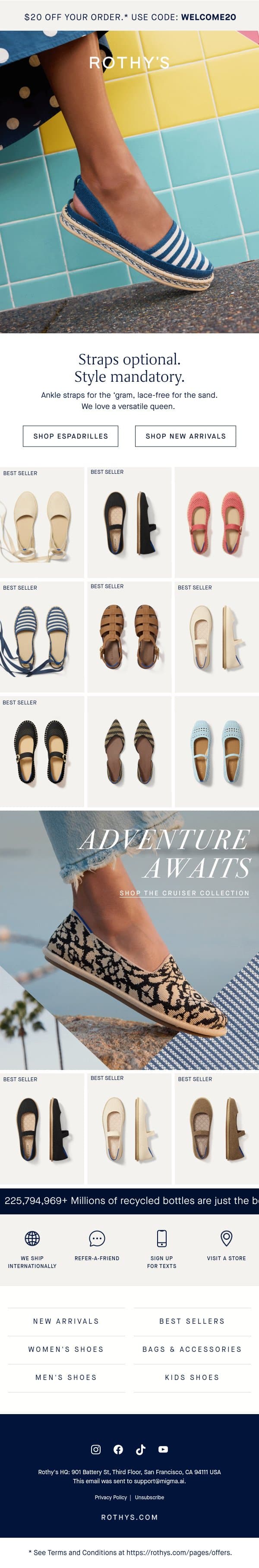 One espadrille. Two vibes.✨ email from Rothy's screenshot