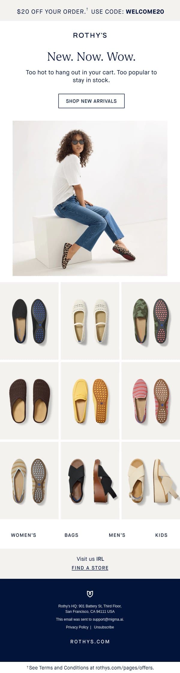 These new styles > everything. email from Rothy's screenshot