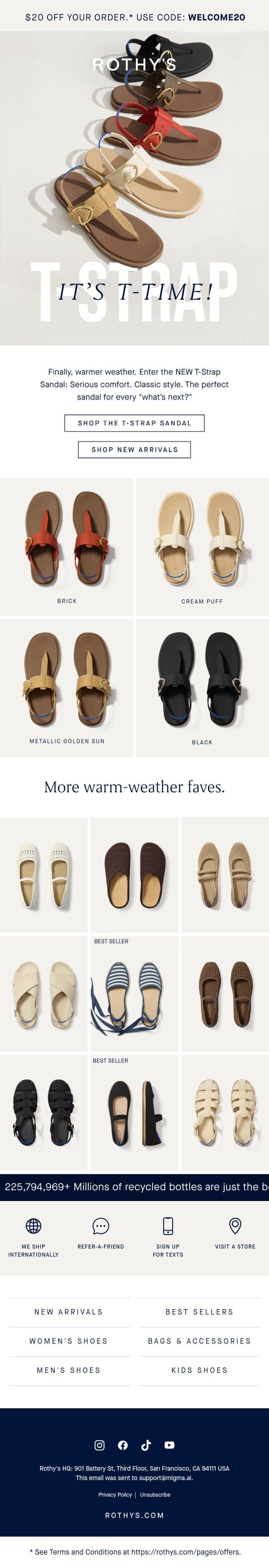 Pack the good sandals. email from Rothy's screenshot