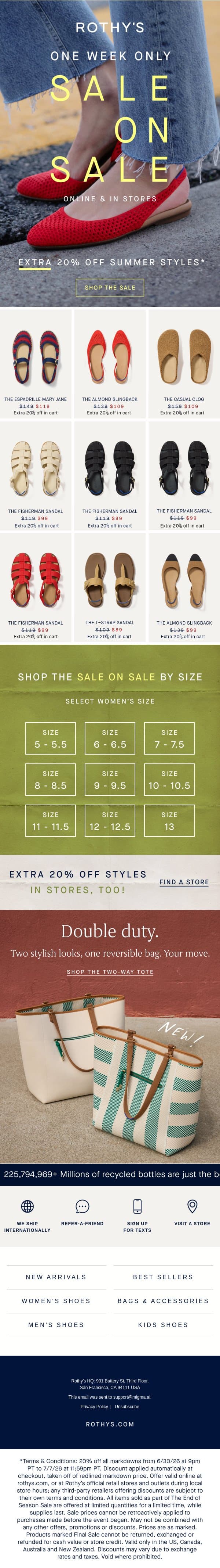 SLINGBACKS. With a little extra. email from Rothy's screenshot