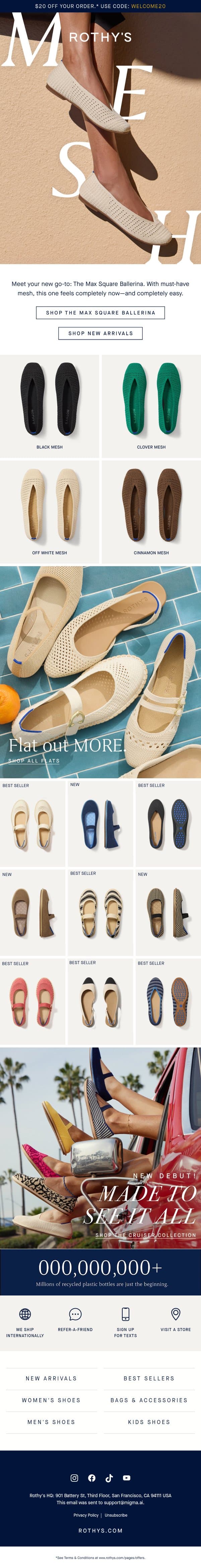 NEW MESH FLAT email from Rothy's screenshot
