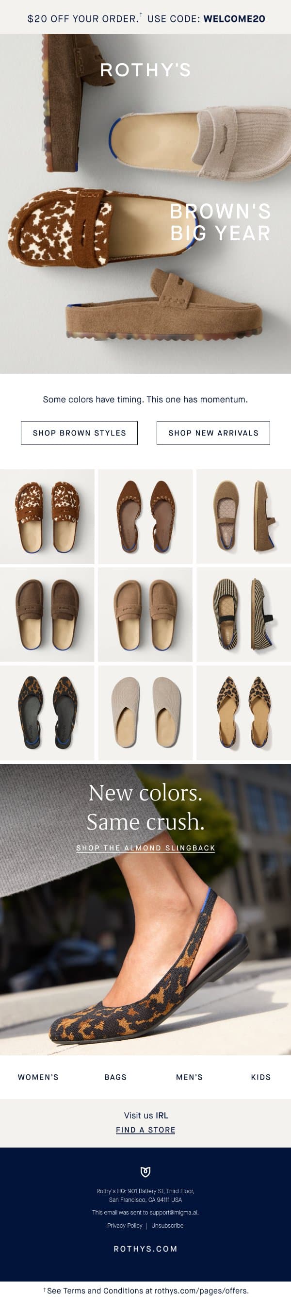 THE color of the season. email from Rothy's screenshot