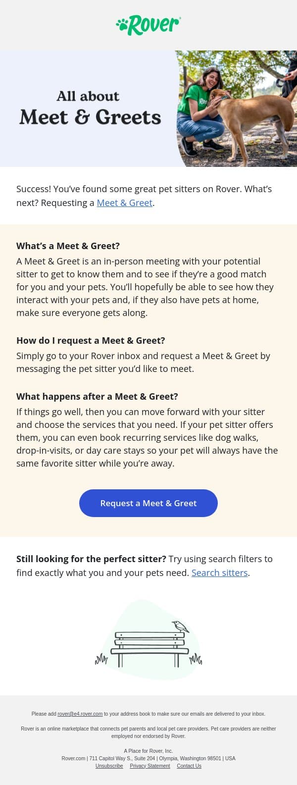 Everything you need to know about Meet & Greets email from Rover screenshot