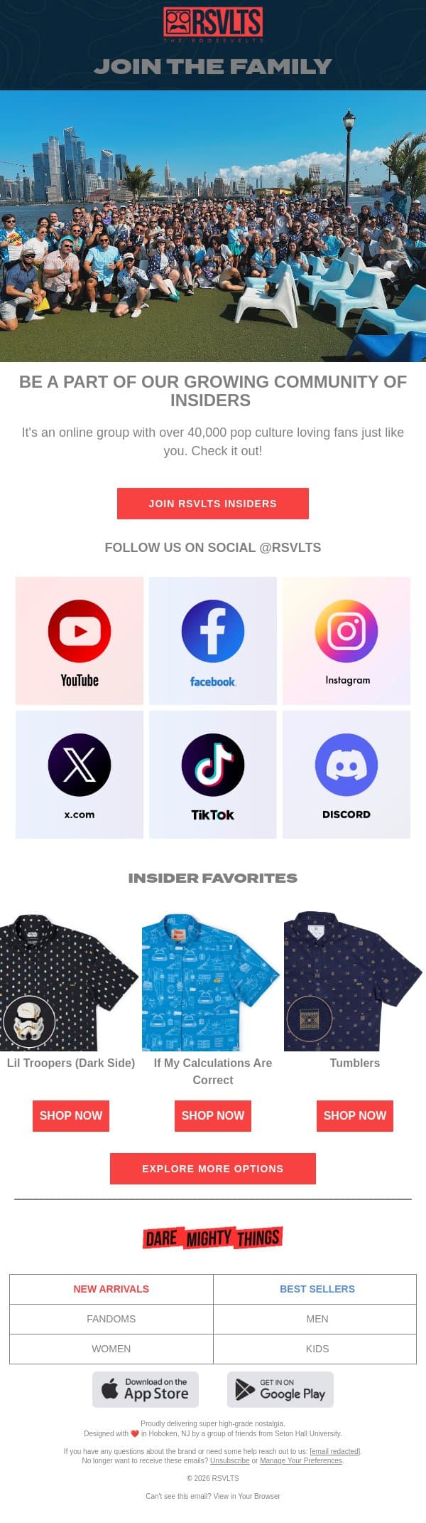 Join the Family! email from RSVLTS screenshot