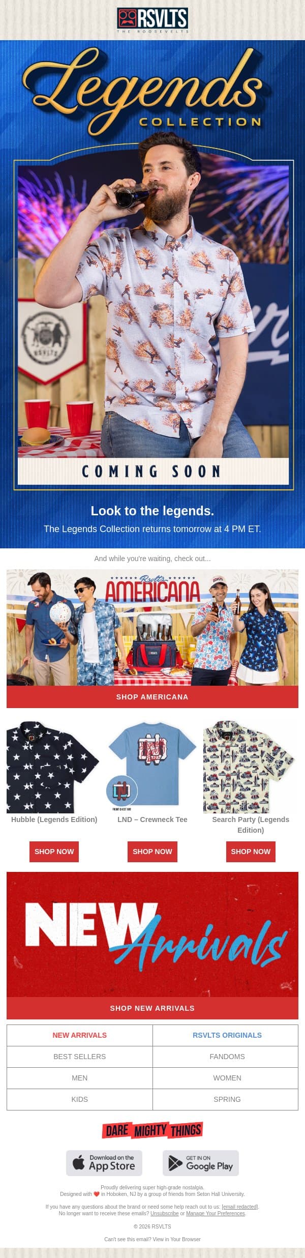 Tomorrow: The Legends Collection! ⭐ email from RSVLTS screenshot
