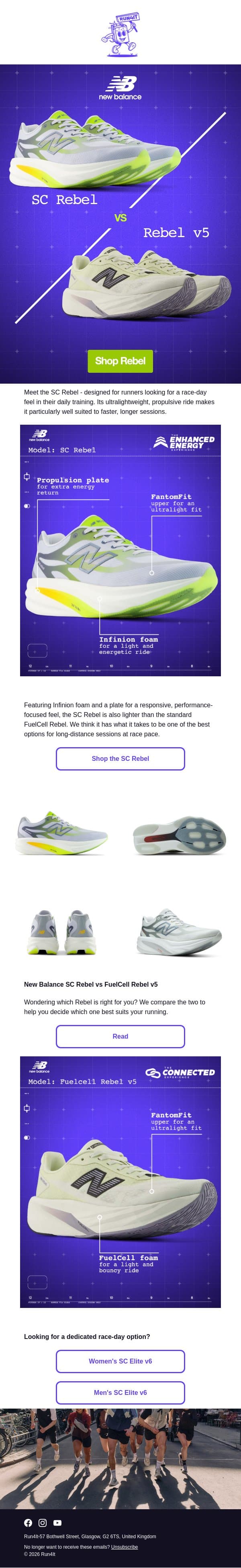 Introducing the New Balance SC Rebel | Run4It Newsletter email from Run4It screenshot